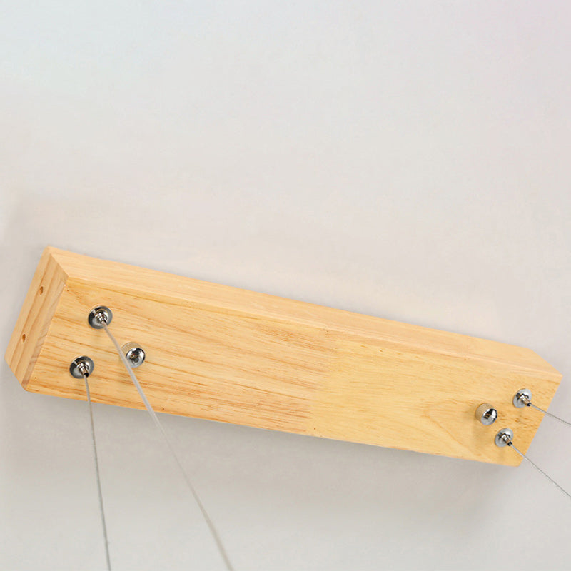 Scandinavian Oval Wood and Acrylic LED Chandelier for Dining Room Stylish