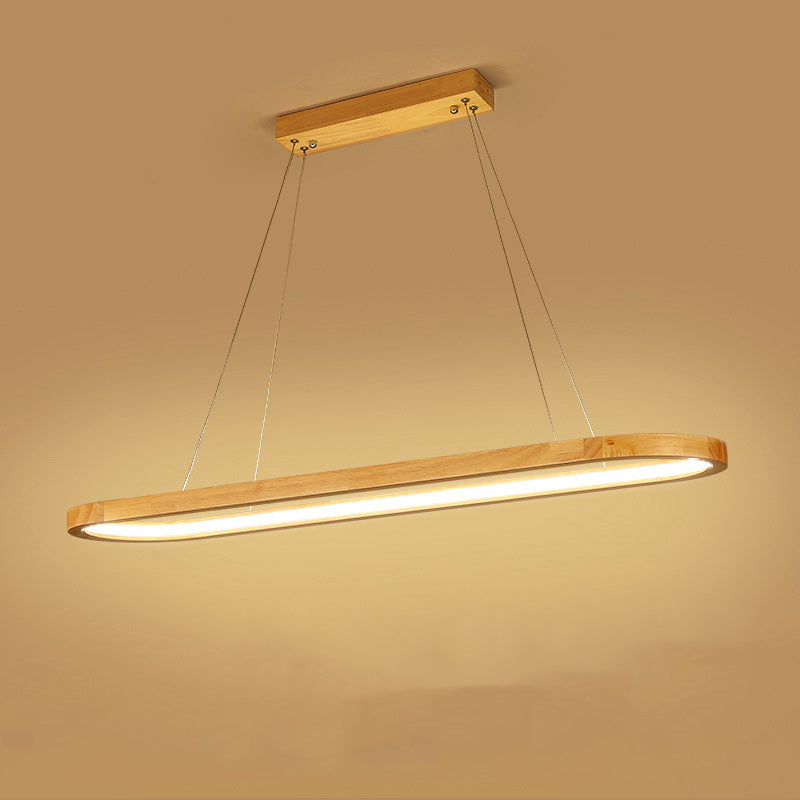 Scandinavian Oval Wood and Acrylic LED Chandelier for Dining Room Stylish
