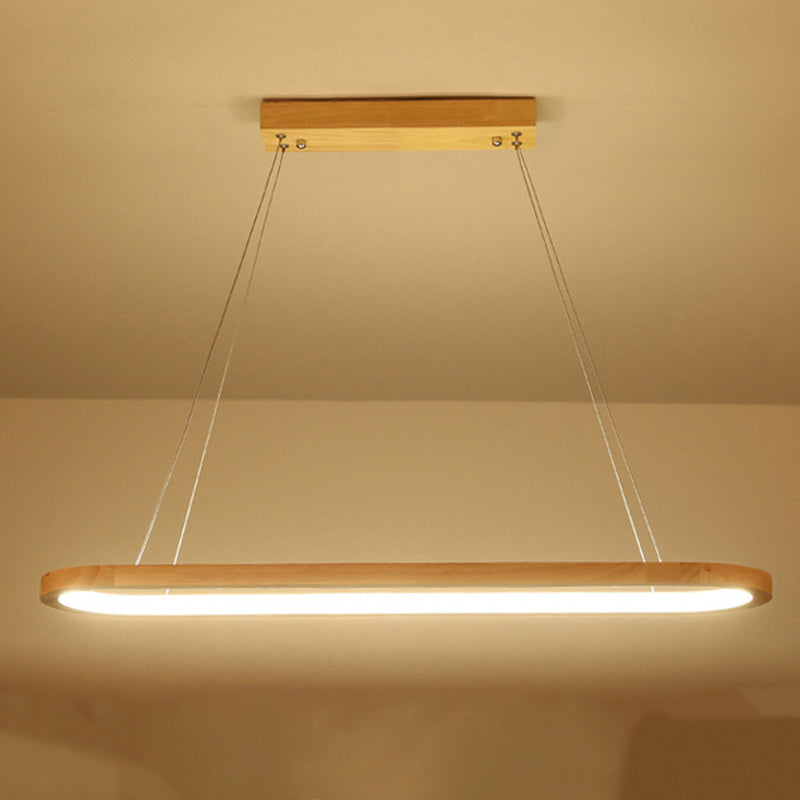 Scandinavian Oval Wood and Acrylic LED Chandelier for Dining Room Stylish