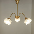 Vintage Copper Glass 3-Light Chandelier Fixture for Elegant Living Room
