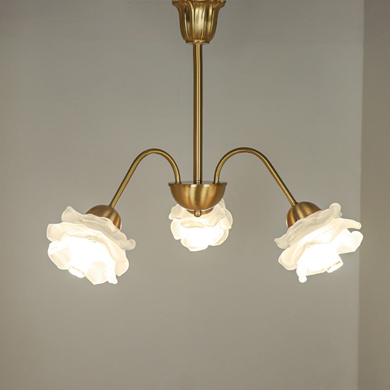Vintage Copper Glass 3-Light Chandelier Fixture for Elegant Living Room