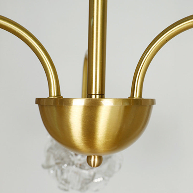 Vintage Copper Glass 3-Light Chandelier Fixture for Elegant Living Room