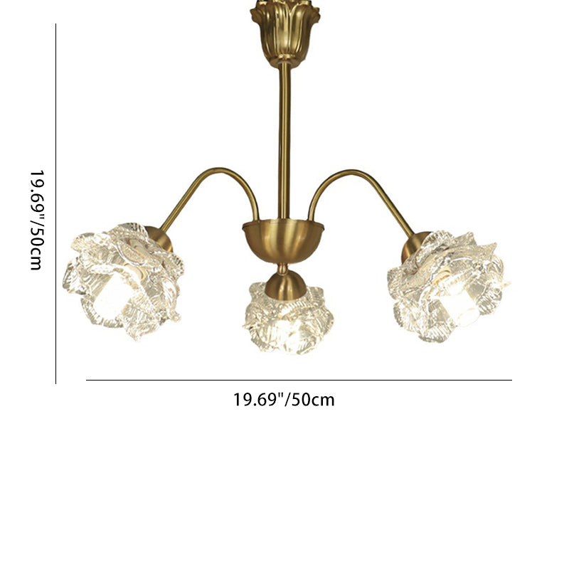 Vintage Copper Glass 3-Light Chandelier Fixture for Elegant Living Room