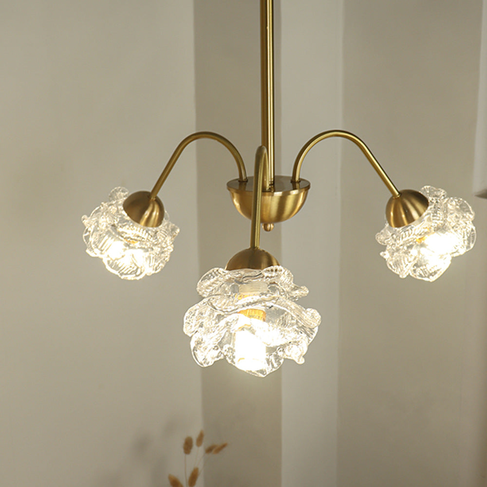 Vintage Copper Glass 3-Light Chandelier Fixture for Elegant Living Room