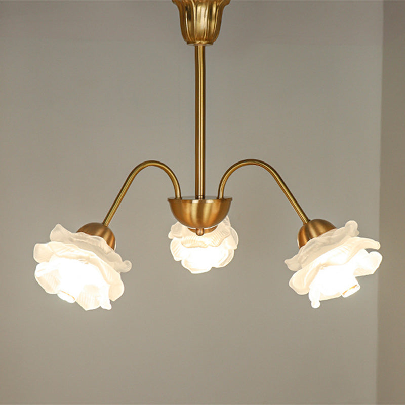 Vintage Copper Glass 3-Light Chandelier Fixture for Elegant Living Room