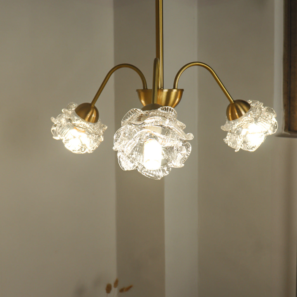 Vintage Copper Glass 3-Light Chandelier Fixture for Elegant Living Room