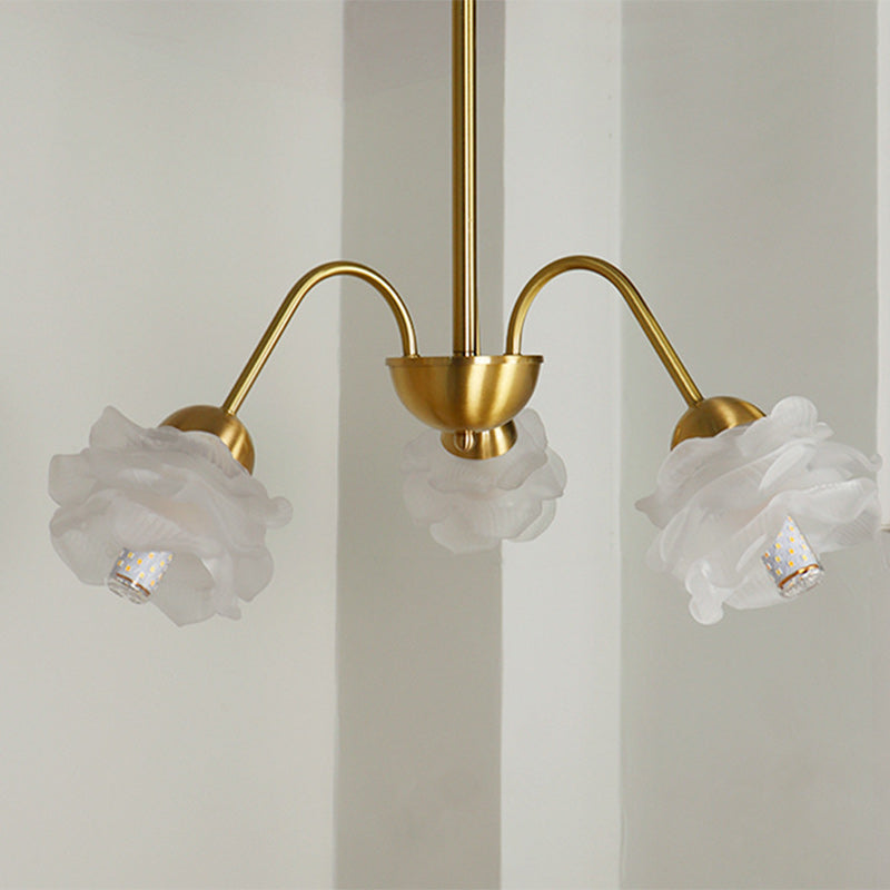 Vintage Copper Glass 3-Light Chandelier Fixture for Elegant Living Room