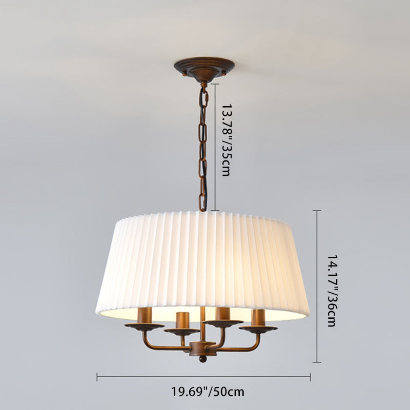 Antique Iron Drum 4-Light Fabric Chandelier for Elegant Living Room