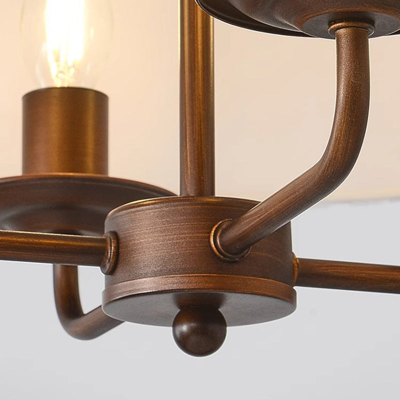 Antique Iron Drum 4-Light Fabric Chandelier for Elegant Living Room