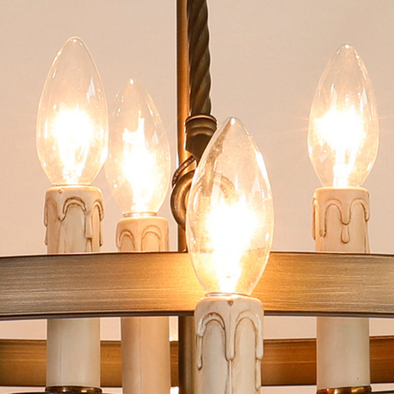 Rustic Round Iron 9-Light Chandelier for Living Room & Entryway Decor