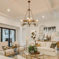 Rustic Round Iron 9-Light Chandelier for Living Room & Entryway Decor