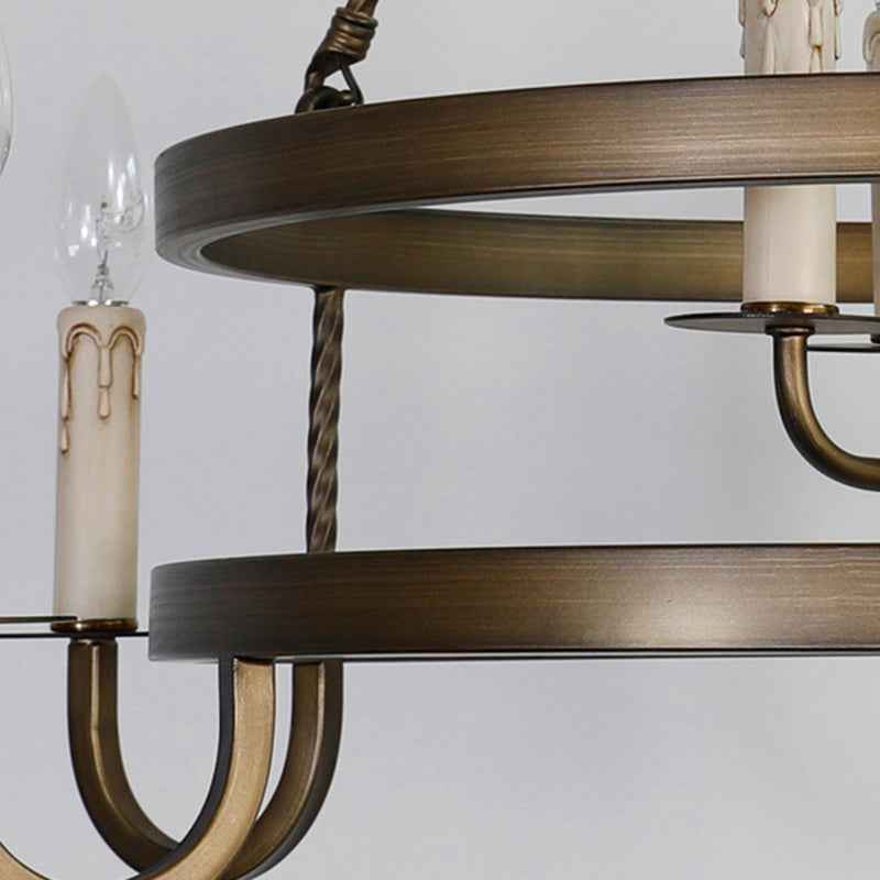 Rustic Round Iron 9-Light Chandelier for Living Room & Entryway Decor