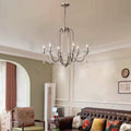 Elegant Iron and Crystal French Candlestick Chandelier for Living Room