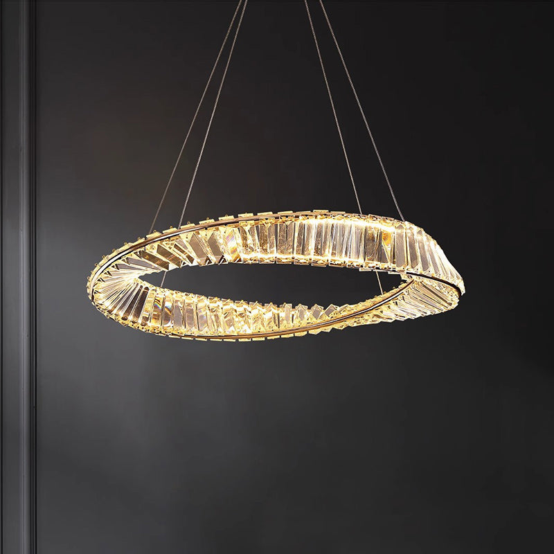 Modern Round Stainless Steel Crystal LED Chandelier for Living Room
