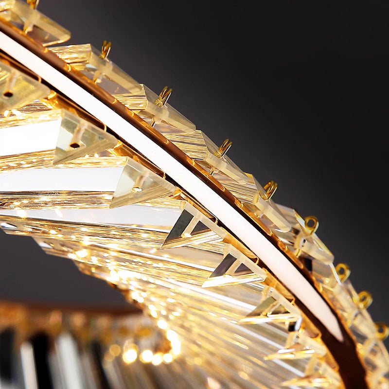 Modern Round Stainless Steel Crystal LED Chandelier for Living Room