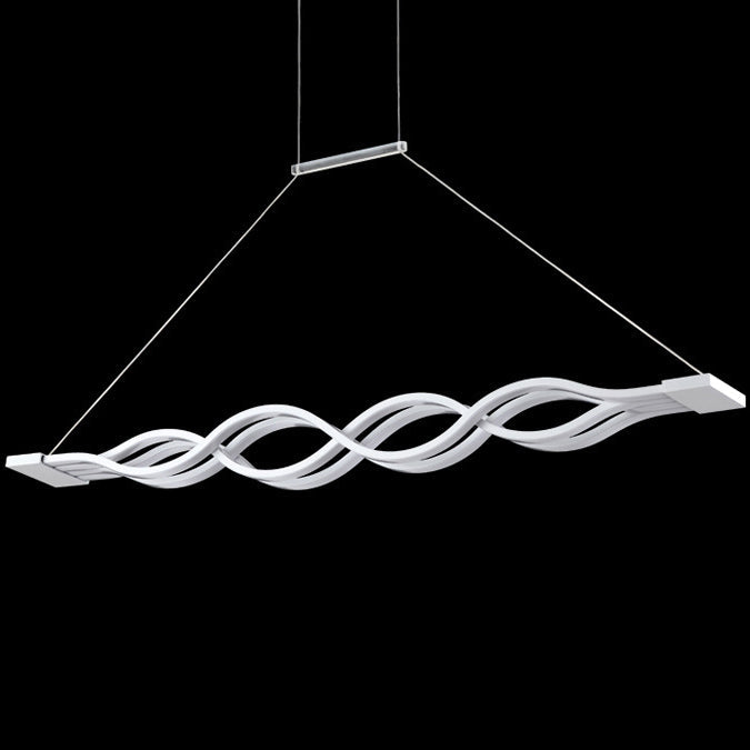 Sleek Aluminum Double Loop Wave LED Chandelier for Modern Dining Room