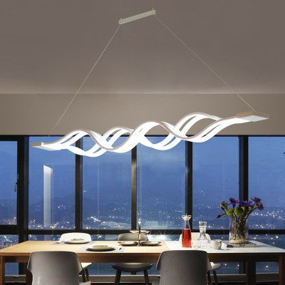 Sleek Aluminum Double Loop Wave LED Chandelier for Modern Dining Room