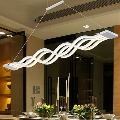 Sleek Aluminum Double Loop Wave LED Chandelier for Modern Dining Room