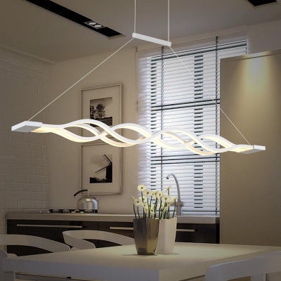 Sleek Aluminum Double Loop Wave LED Chandelier for Modern Dining Room
