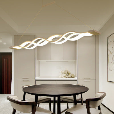 Sleek Aluminum Double Loop Wave LED Chandelier for Modern Dining Room