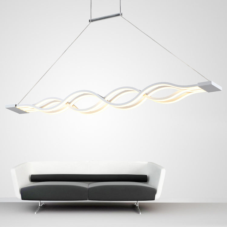 Sleek Aluminum Double Loop Wave LED Chandelier for Modern Dining Room