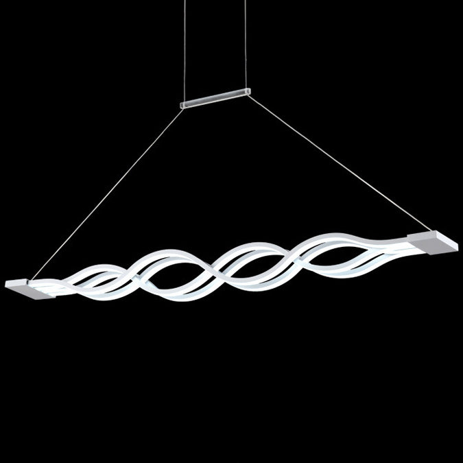 Sleek Aluminum Double Loop Wave LED Chandelier for Modern Dining Room