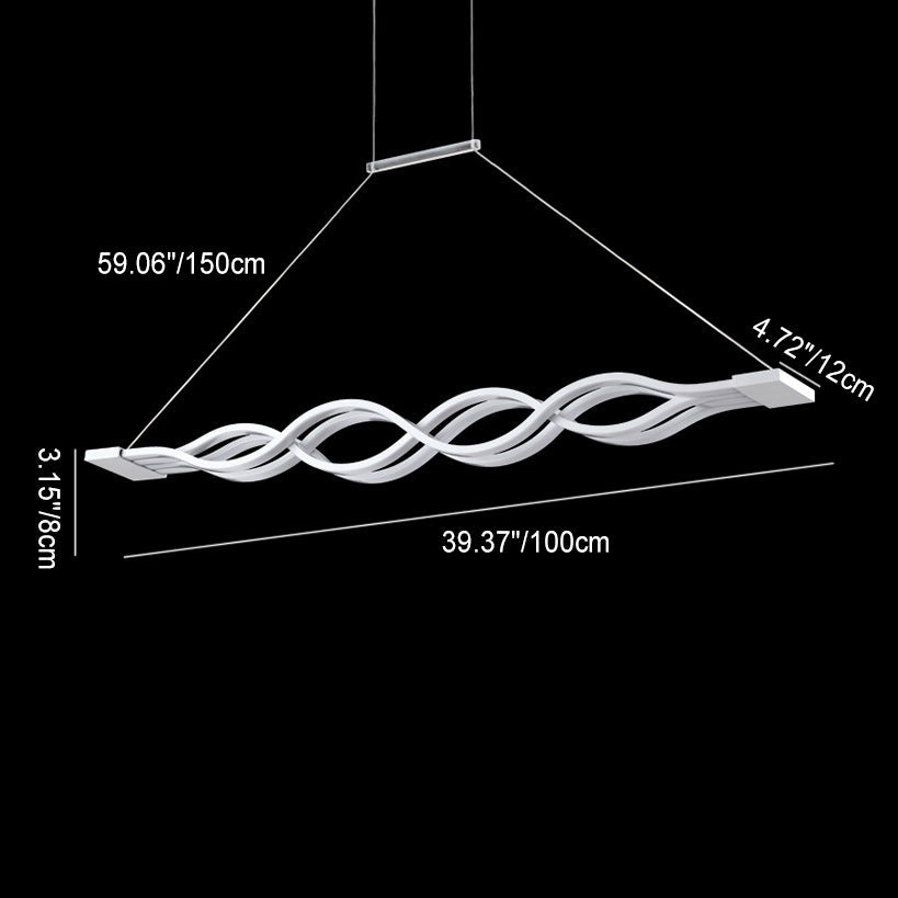 Sleek Aluminum Double Loop Wave LED Chandelier for Modern Dining Room