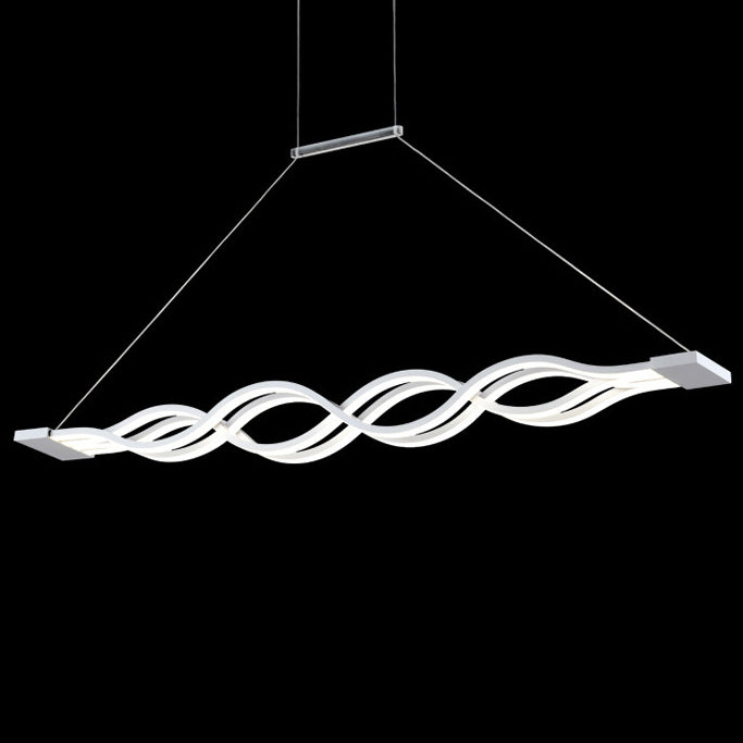 Sleek Aluminum Double Loop Wave LED Chandelier for Modern Dining Room