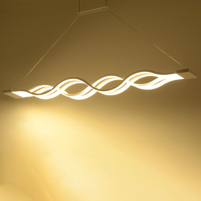 Sleek Aluminum Double Loop Wave LED Chandelier for Modern Dining Room