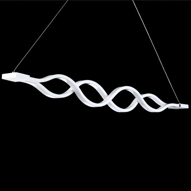 Sleek Aluminum Double Loop Wave LED Chandelier for Modern Dining Room
