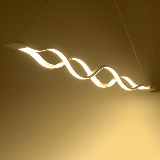 Sleek Aluminum Double Loop Wave LED Chandelier for Modern Dining Room