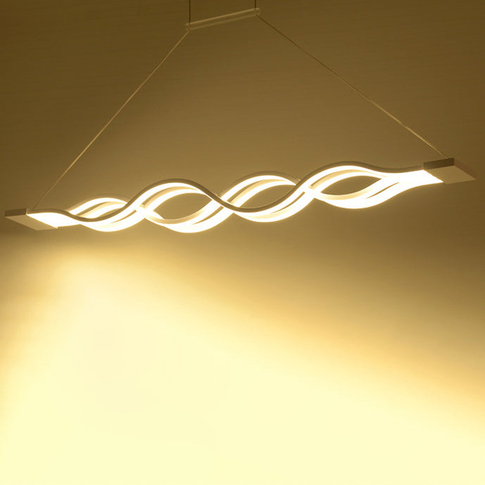 Sleek Aluminum Double Loop Wave LED Chandelier for Modern Dining Room