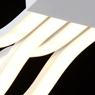 Sleek Aluminum Double Loop Wave LED Chandelier for Modern Dining Room