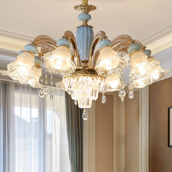 Elegant Vintage Floral Zinc Alloy LED Chandelier for Living Room 6/8/10/12 Lights