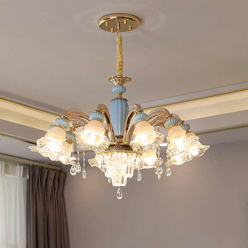 Elegant Vintage Floral Zinc Alloy LED Chandelier for Living Room 6/8/10/12 Lights