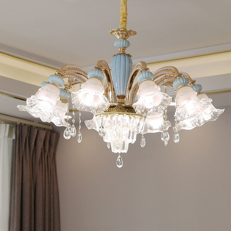 Elegant Vintage Floral Zinc Alloy LED Chandelier for Living Room 6/8/10/12 Lights