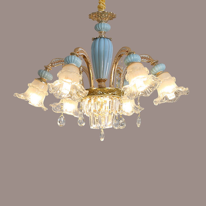 Elegant Vintage Floral Zinc Alloy LED Chandelier for Living Room 6/8/10/12 Lights