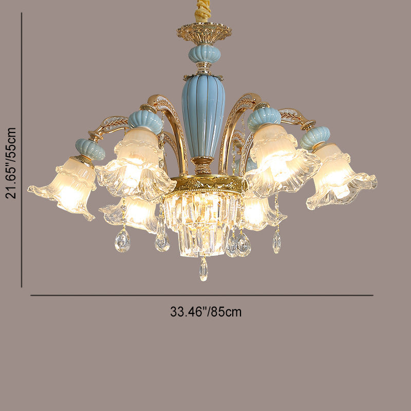Elegant Vintage Floral Zinc Alloy LED Chandelier for Living Room 6/8/10/12 Lights