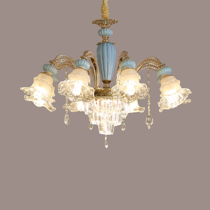 Elegant Vintage Floral Zinc Alloy LED Chandelier for Living Room 6/8/10/12 Lights