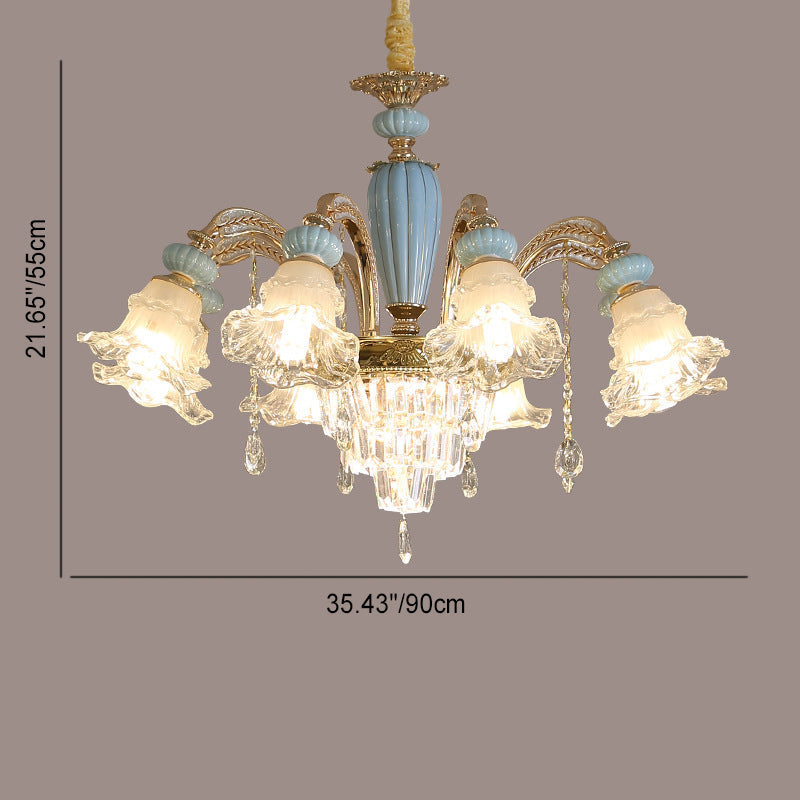 Elegant Vintage Floral Zinc Alloy LED Chandelier for Living Room 6/8/10/12 Lights