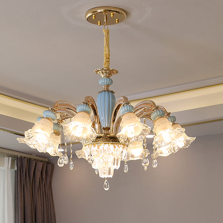 Elegant Vintage Floral Zinc Alloy LED Chandelier for Living Room 6/8/10/12 Lights