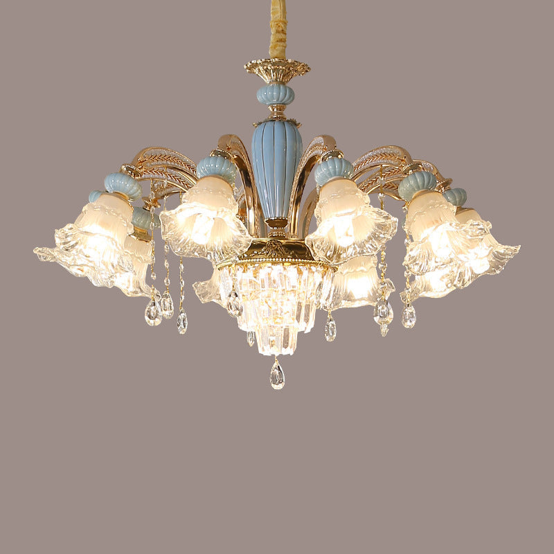 Elegant Vintage Floral Zinc Alloy LED Chandelier for Living Room 6/8/10/12 Lights