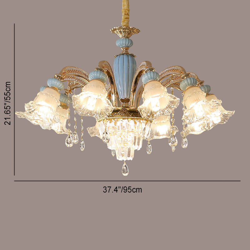 Elegant Vintage Floral Zinc Alloy LED Chandelier for Living Room 6/8/10/12 Lights