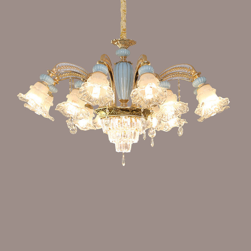 Elegant Vintage Floral Zinc Alloy LED Chandelier for Living Room 6/8/10/12 Lights