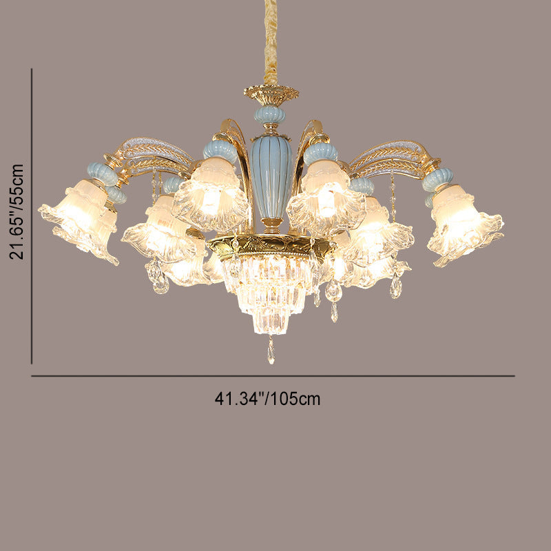 Elegant Vintage Floral Zinc Alloy LED Chandelier for Living Room 6/8/10/12 Lights
