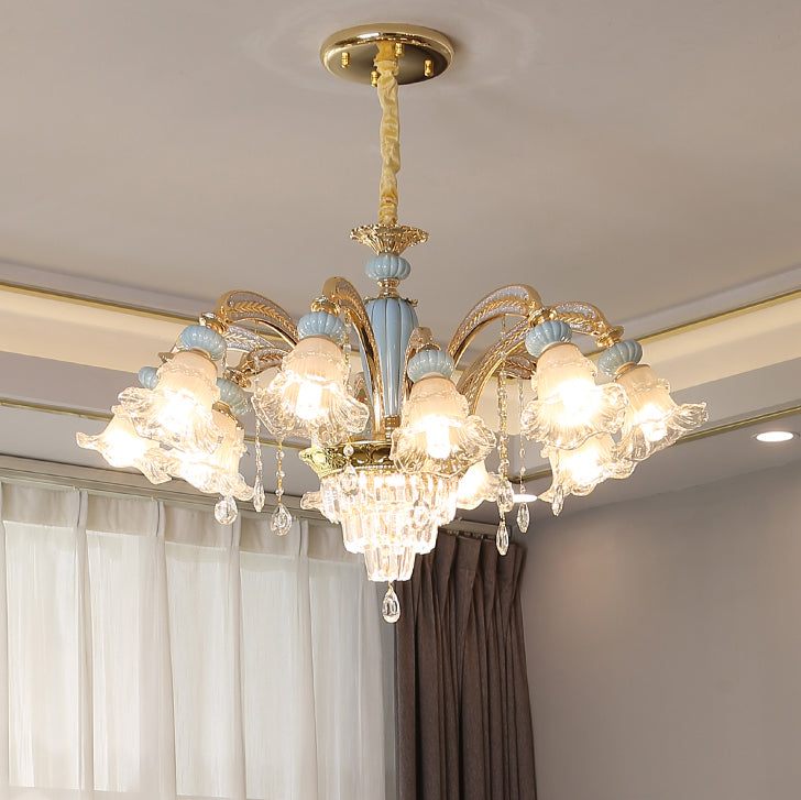 Elegant Vintage Floral Zinc Alloy LED Chandelier for Living Room 6/8/10/12 Lights