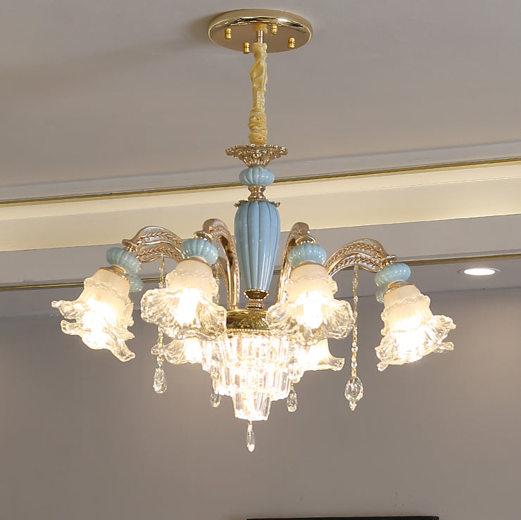Elegant Vintage Floral Zinc Alloy LED Chandelier for Living Room 6/8/10/12 Lights
