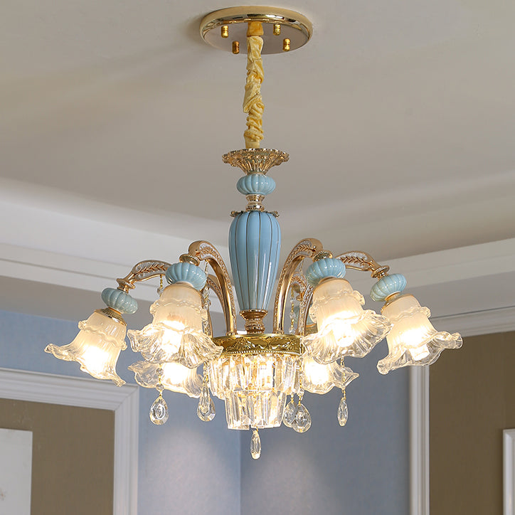 Elegant Vintage Floral Zinc Alloy LED Chandelier for Living Room 6/8/10/12 Lights