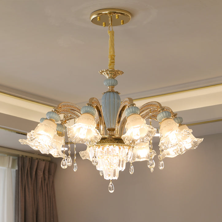 Elegant Vintage Floral Zinc Alloy LED Chandelier for Living Room 6/8/10/12 Lights