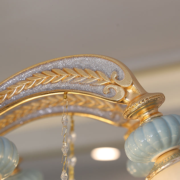 Elegant Vintage Floral Zinc Alloy LED Chandelier for Living Room 6/8/10/12 Lights